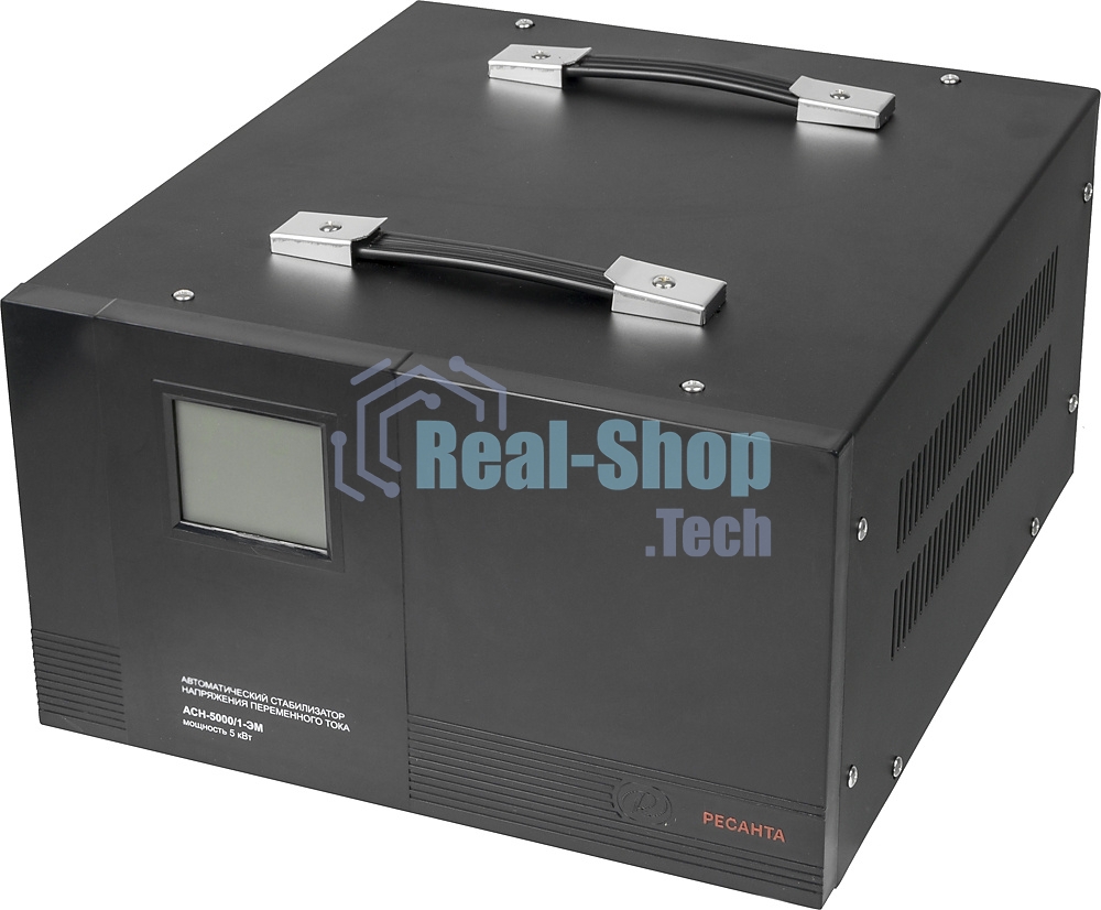 Стабилизатор Ресанта АСН-5 000/1-ЭМ 63/1/6 220В±2%, Габариты 395х235х183, Вес 18 кг