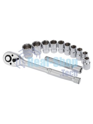 Набор торцевых головок Rexant 1/2, головки 10-24 мм, с трещоточным ключом, 12 предметов