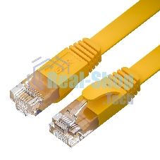 Патч-корд GCR PROF плоский прямой 15.0m, UTP медь cat.6, желтый, 30 AWG, ethernet high speed 10 Гбит/с, RJ45, T568B, GCR-52826