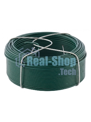 Проволока с ПВХ покрытием Сибртех, зеленая 1,5 мм, длина 50 м