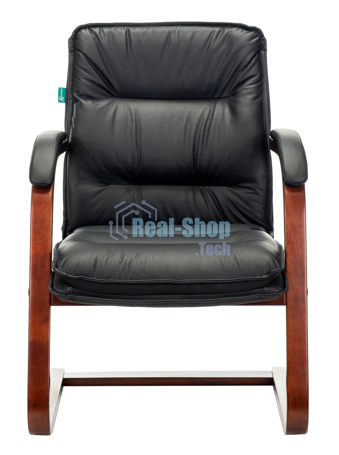 Кресло офисное Бюрократ T-9927WALNUT-AV черный, кожа, полозья дерево