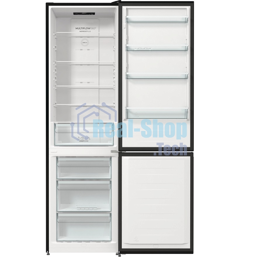 Холодильник Gorenje NRK6202EBXL4 черный матовый двухкамерный 235/96л морозилка снизу, No Frost
