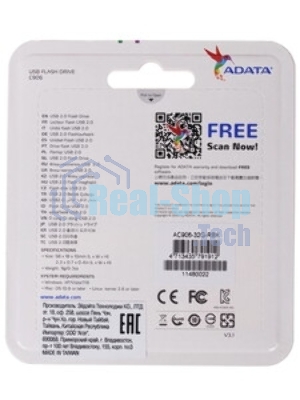 Флешка USB ADATA C906 (AC906-32G-RBK), 32Gb, USB 2.0, R/W 15/5, черный/синий