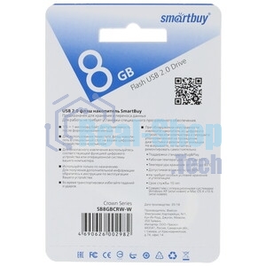 Флешка USB Smartbuy Crown white (SB8GBCRW-W), 8Gb, USB 2.0, R/W 15/5, белый/красный
