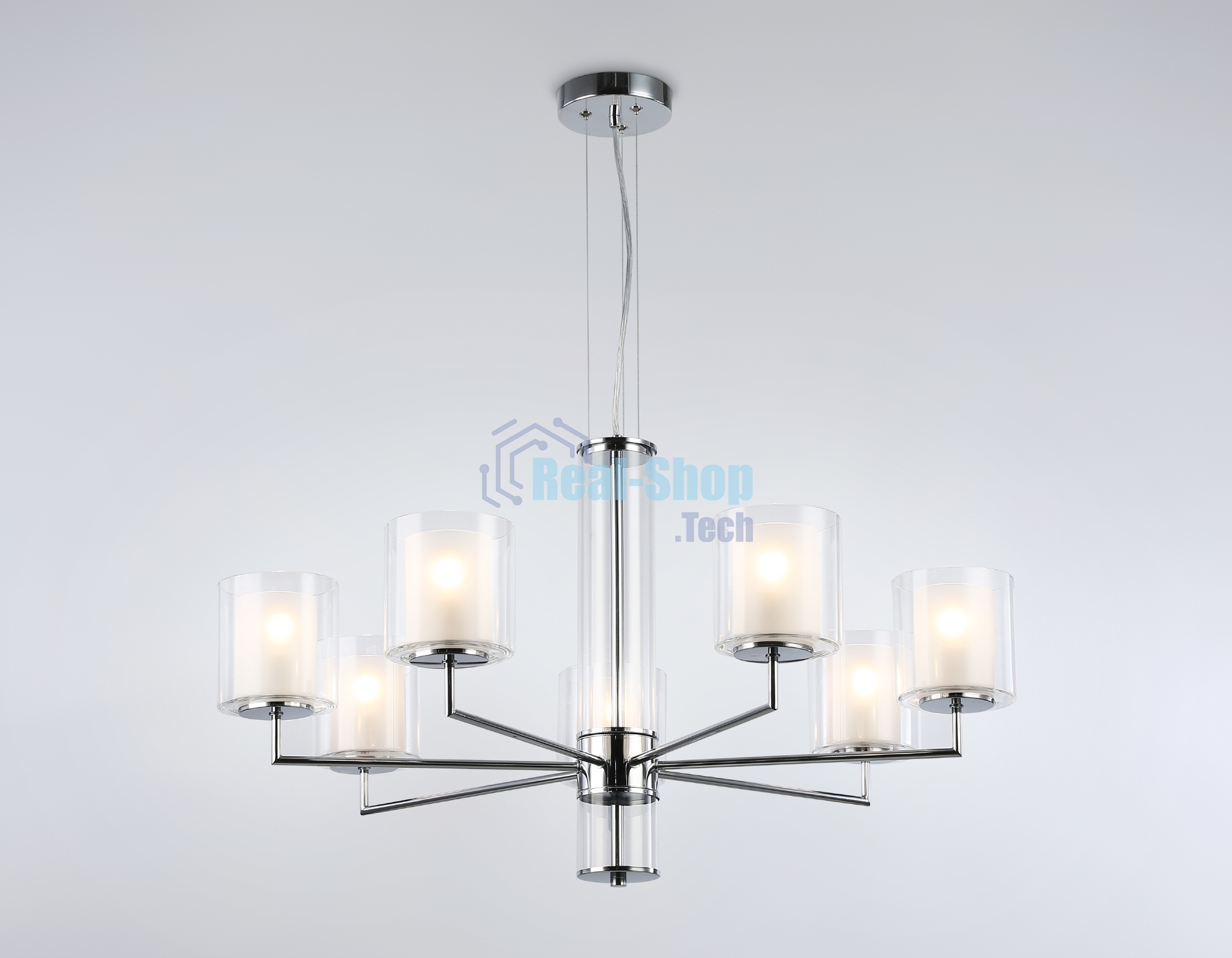 Люстра Ambrella light LH56003/7 СH/FR хром/белый матовый E14*7 max 40W D790*1260
