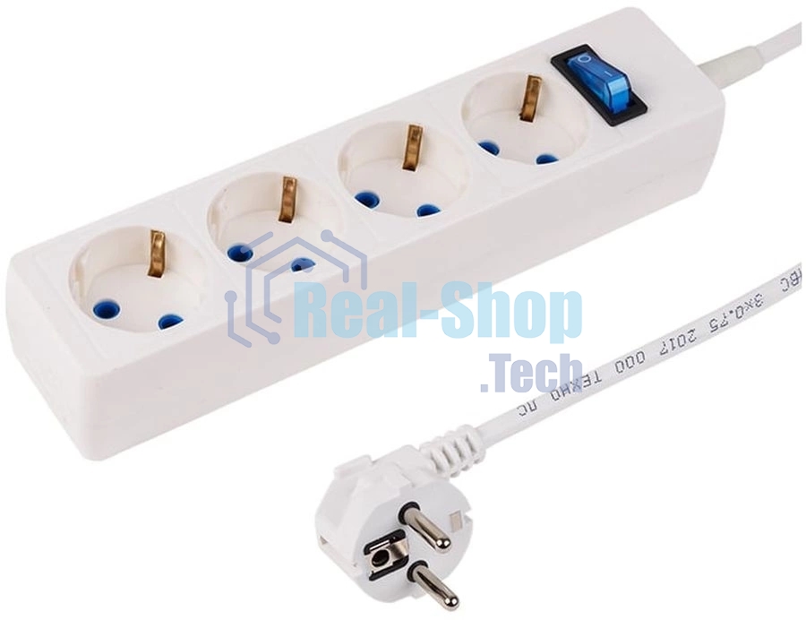 Сетевой фильтр PROconnect STANDARD 4 гнезда, 1.5 м, 3х0.75 мм², с/з, белый