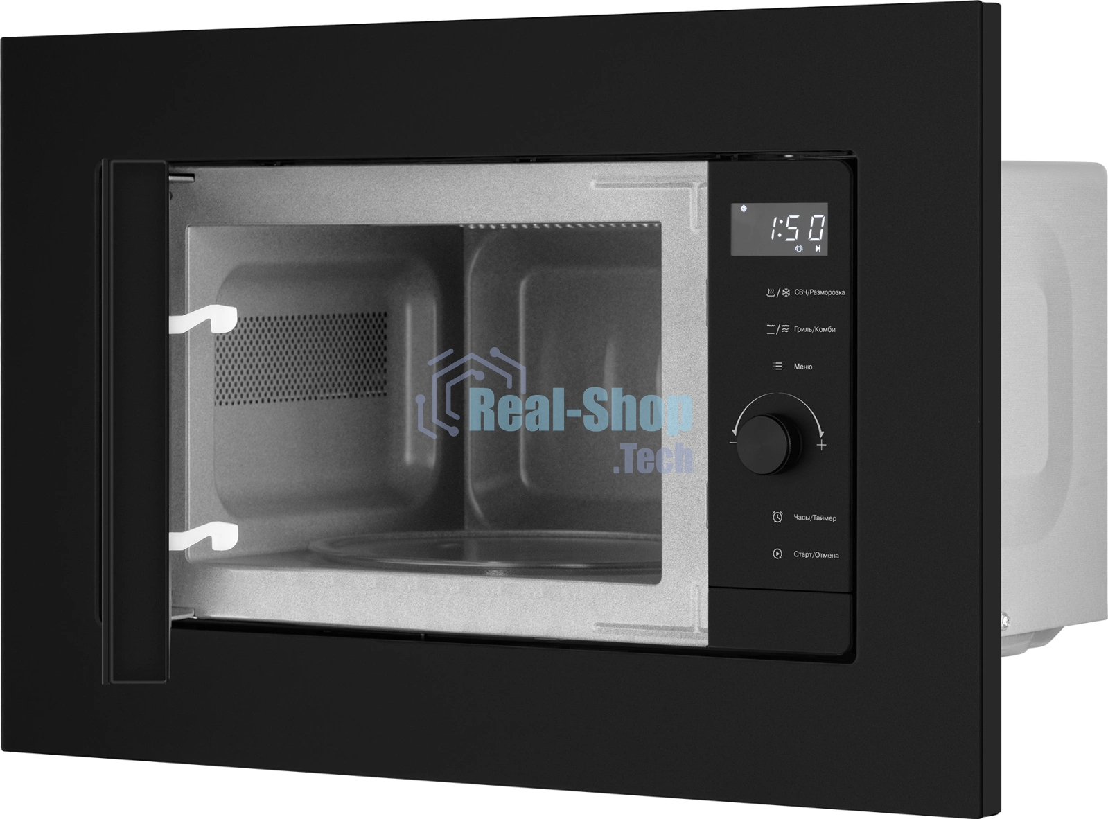 Встраиваемая микроволновая печь Weissgauff HMT-620 BG Grill Matt Edition черный, 20 л, 700 Вт, переключатели - сенсор, поворотный механизм