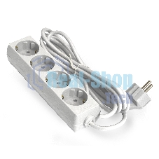 Удлинитель ExeGate ECE-4-5W (EX285818RUS), белый, 5 м, евровилка с заземлением, 4 евророзетки с заземлением, 2200 Вт