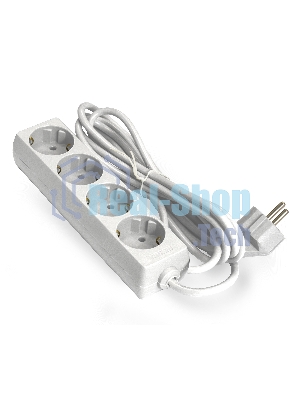 Удлинитель ExeGate ECE-4-5W (EX285818RUS), белый, 5 м, евровилка с заземлением, 4 евророзетки с заземлением, 2200 Вт