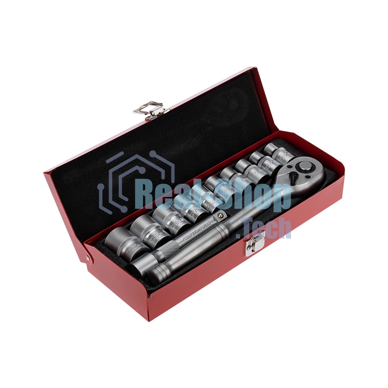 Набор торцевых головок Rexant 1/2, головки 10-24 мм, с трещоточным ключом, 12 предметов