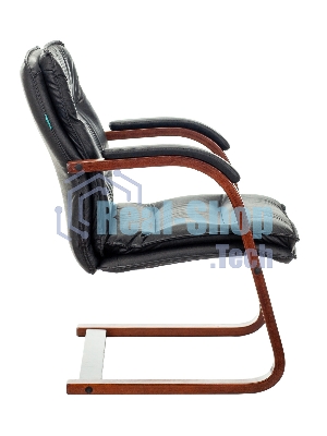 Кресло офисное Бюрократ T-9927WALNUT-AV черный, кожа, полозья дерево