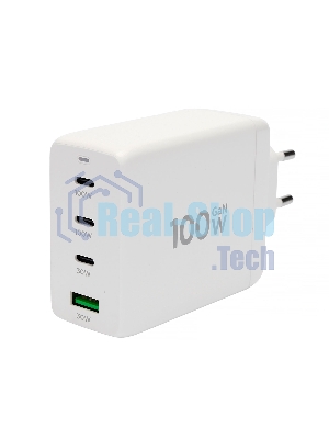 Зарядное устройство Cablexpert MP3A-PC-66 100Вт GaN, 5A, QC5.0/PD, 3xType-C, 1xUSB, белый, коробка