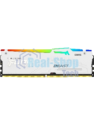 Оперативная память Kingston Fury Beast, DDR5, 64GB (2x32GB), 6000MHz, CL30, DIMM, с радиатором, RGB, белый