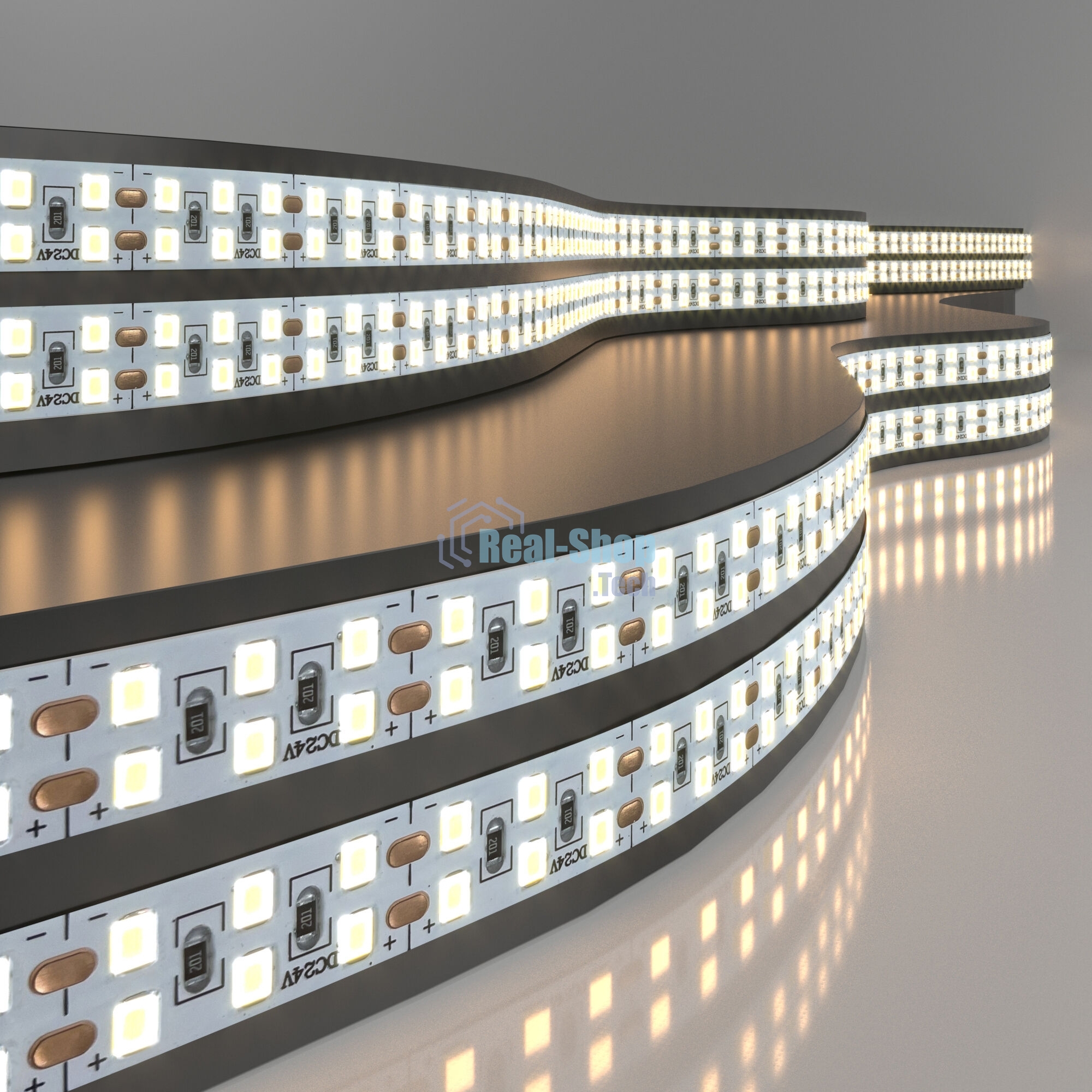 Лента светодиодная 240LED 18W IP20 двухрядная 3300К теплый белый (2835 24V 240Led 18W IP20)