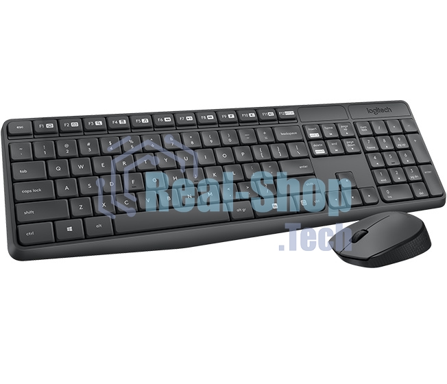 Комплект клавиатура + мышь Logitech MK235 клав:черный мышь:черный USB беспроводная