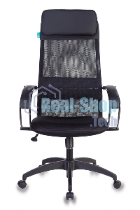 Кресло руководителя Бюрократ CH-608/BLACK TW-01 TW-11 черный, спинка сетка, искусст. кожа/ткань