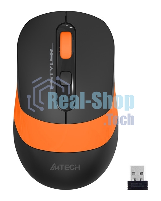 Мышь беспроводная A4Tech Fstyler FG10S черный/оранжевый, 2000 dpi, радиоканал, USB, кнопки - 4