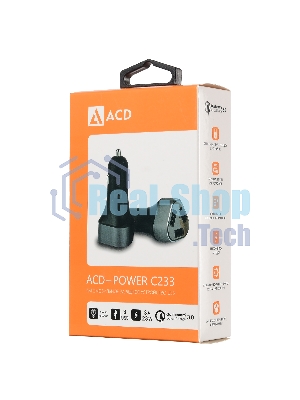 Автомобильное зарядное устройство ACD черный 23Вт, 3xUSB 1QC+2Smart, 3.6~12В, 3А RTL