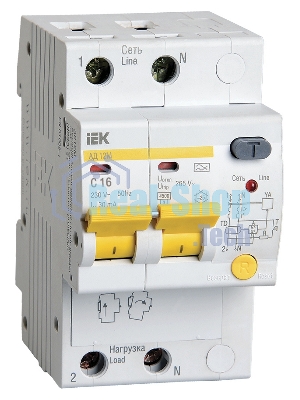 Выключатель автоматический дифференциального тока IEK MAD12-2-016-C-030 АД12М 2Р С16 30мА IEK