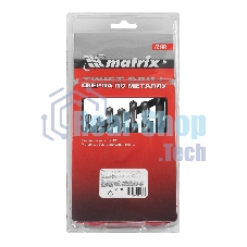 Набор сверл Matrix по металлу 1-10мм hss 19шт метал. коробка цил. хвостовик