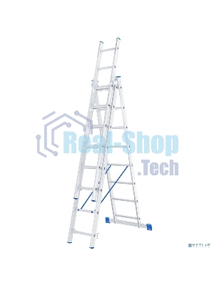Лестница Сибртех, 3 х 8 ступеней, алюминиевая, трехсекционная
