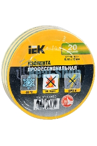 Изолента Iek UIZ-20-10-K52 0,18х19 мм желто-зеленая 20 метров ИЭК