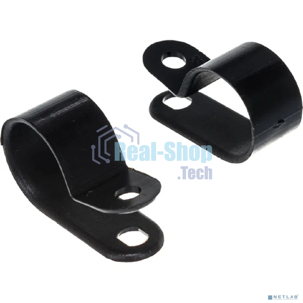 Кабельная скоба под винт Rexant 16 мм, черная, упаковка 50 шт.