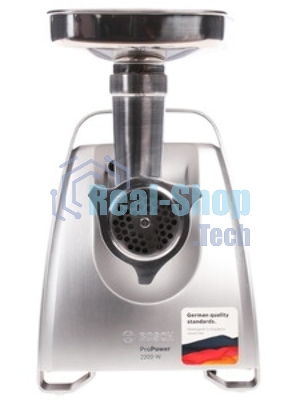 Мясорубка электрическая Bosch MFW68660 черный, 2200 Вт, 4.3 кг/мин, реверс, защита от перегрузки, металлический лоток, насадки - 10