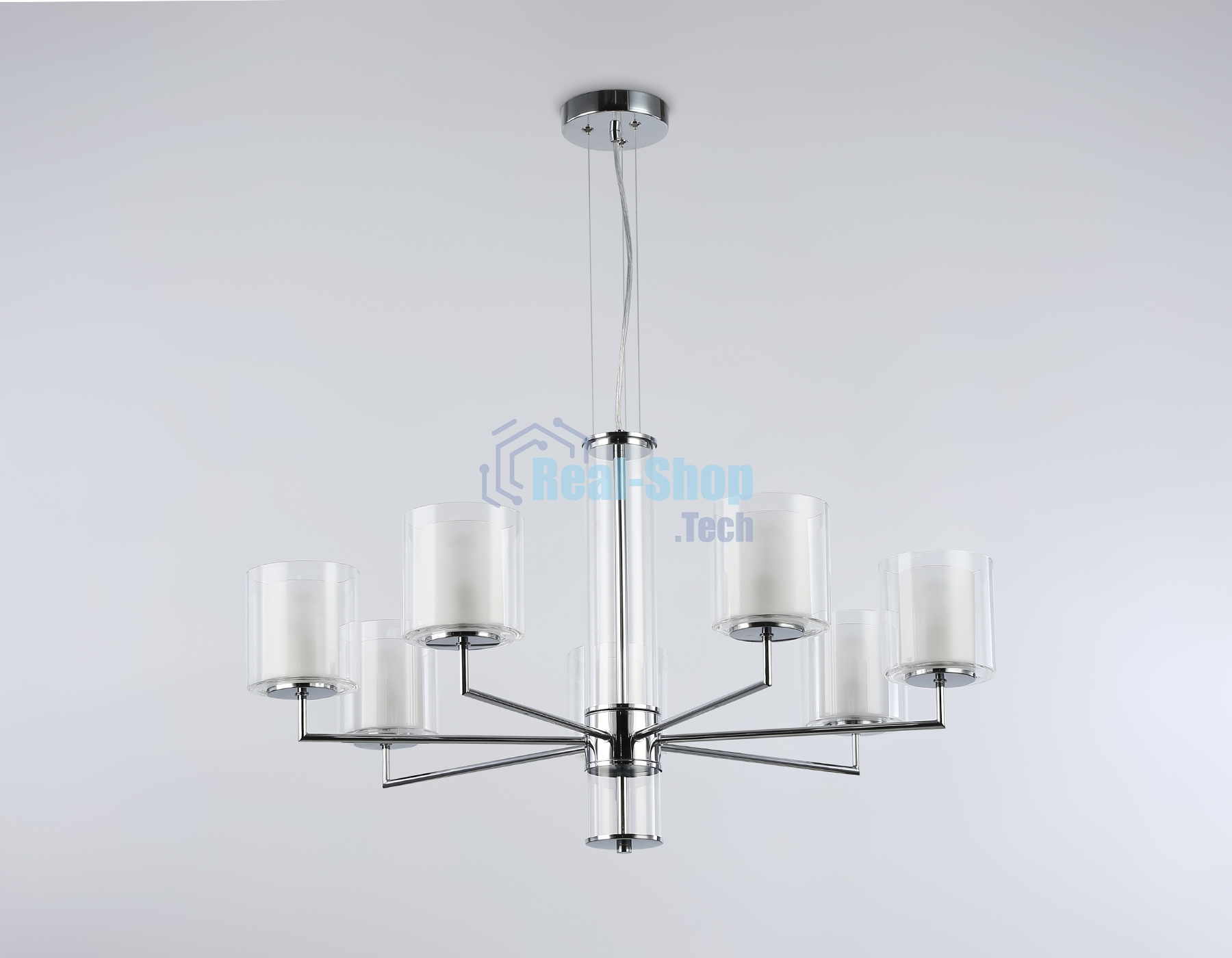 Люстра Ambrella light LH56003/7 СH/FR хром/белый матовый E14*7 max 40W D790*1260