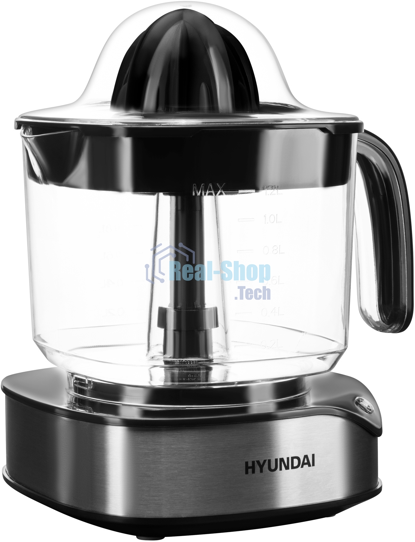 Соковыжималка Hyundai HY-JC4123 стальной/чёрный, цитрусовая, 30 Вт, 1200 мл, механическое