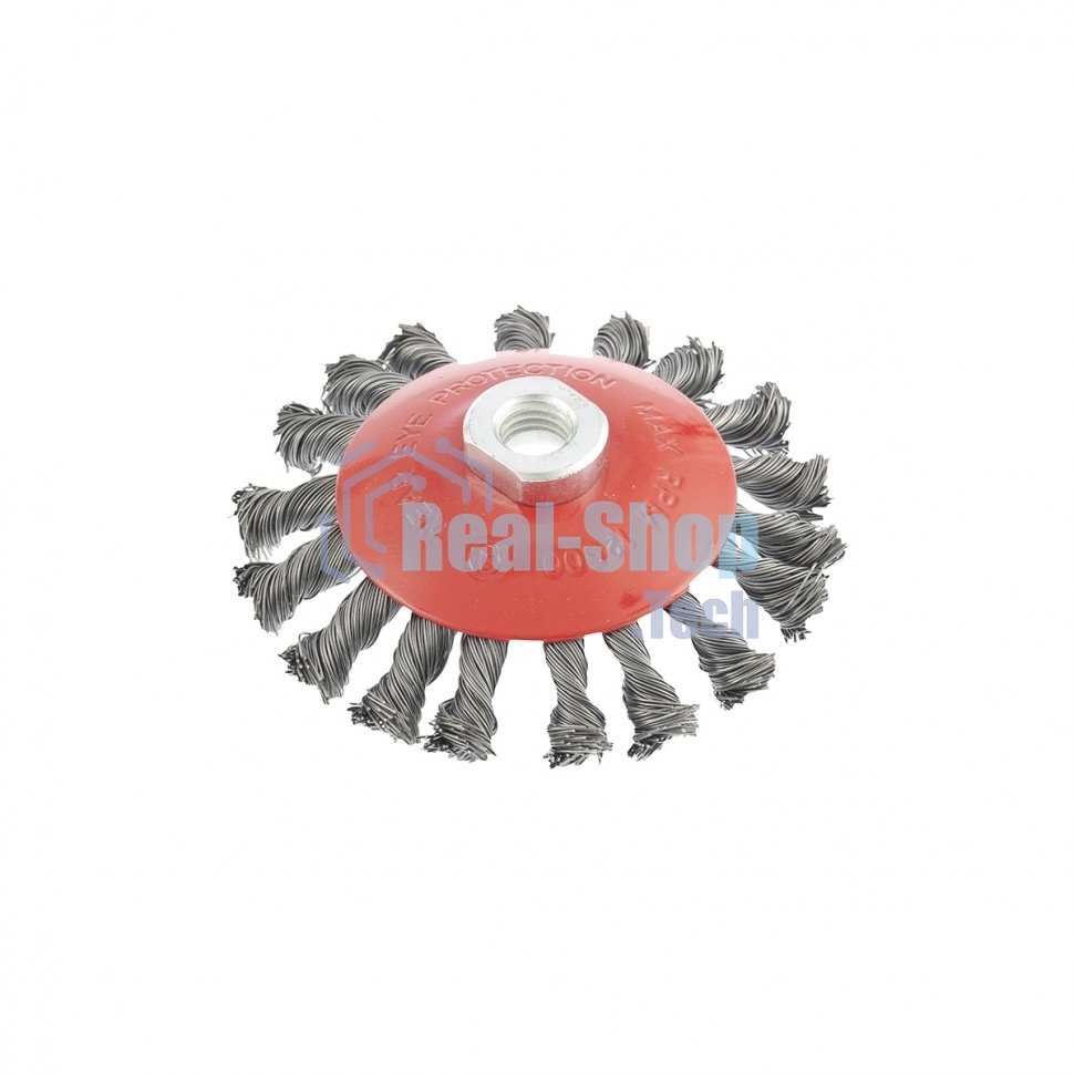 Щетка Matrix для УШМ, 115 мм, М14, Тарелка, крученая проволока 0,5 мм