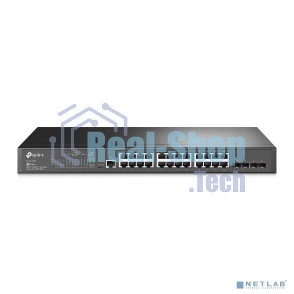 Коммутатор TP-Link JetStream 24-port Gigabit L2/L2+ Managed Switch with 4 SFP slots, support SDN controller, abundant L2/L2+ features, 1U rack mountable, full managed via web UI/CLI/Console/SSH/Telnet/SNMP.