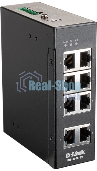 Коммутатор D-Link DIS-100E-8W/A1A, L2 Unmanaged Industrial Switch with 8 10/100Base-TX ports.1K Mac address, 802.3x Flow Control, Stand-alone, Auto MDI/MDI-X for each port, D-link Green technology, Metal case,