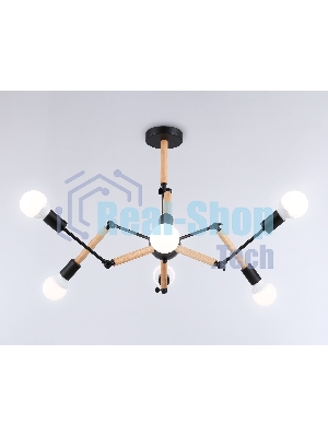 Светильник Ambrella light TR80488/6 BK/LW черный/светлое дерево E27/6 max 60W D930*510