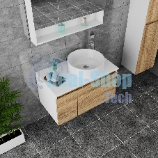 Комплект для ванной, 3 предмета (Тумба Bau Dream Blackwood 80, раковина BAU Dream круглая D41, смеситель для раковины высокий Hotel Still, нержавеющая сталь)