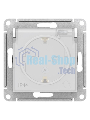 Механизм розетки 1-м СП AtlasDesign AQUA с заземл. защ. шторки с защ. крышкой 16А IP44 белый, SchE ATN440146