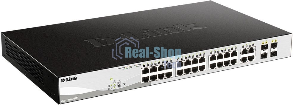 Коммутатор D-Link DGS-1210-28MP DGS-1210-28MP/F 24G 24PoE+ 370W настраиваемый