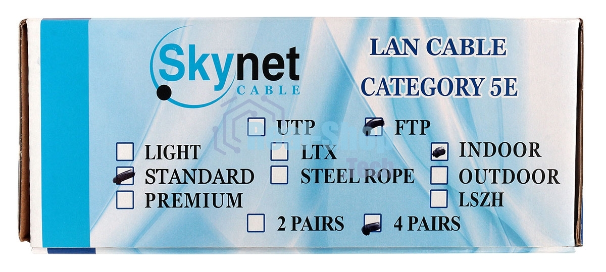 Кабель SkyNet Standart FTP indoor 4x2x0,48, медный, FLUKE TEST, кат.5e, однож., 100 м, box, серый