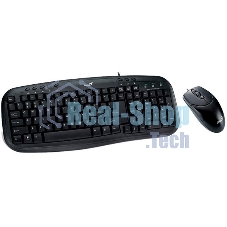 Комплект клавиатура + мышь проводной Genius KM-200, Оптическая мышь, 3 кнопки, 1000 DPI, Совместима с Windows 7, 8, 8.1, 10, Mac. OS X 10.8 и позднее, Кабель 1.5м, Цвет : черный
