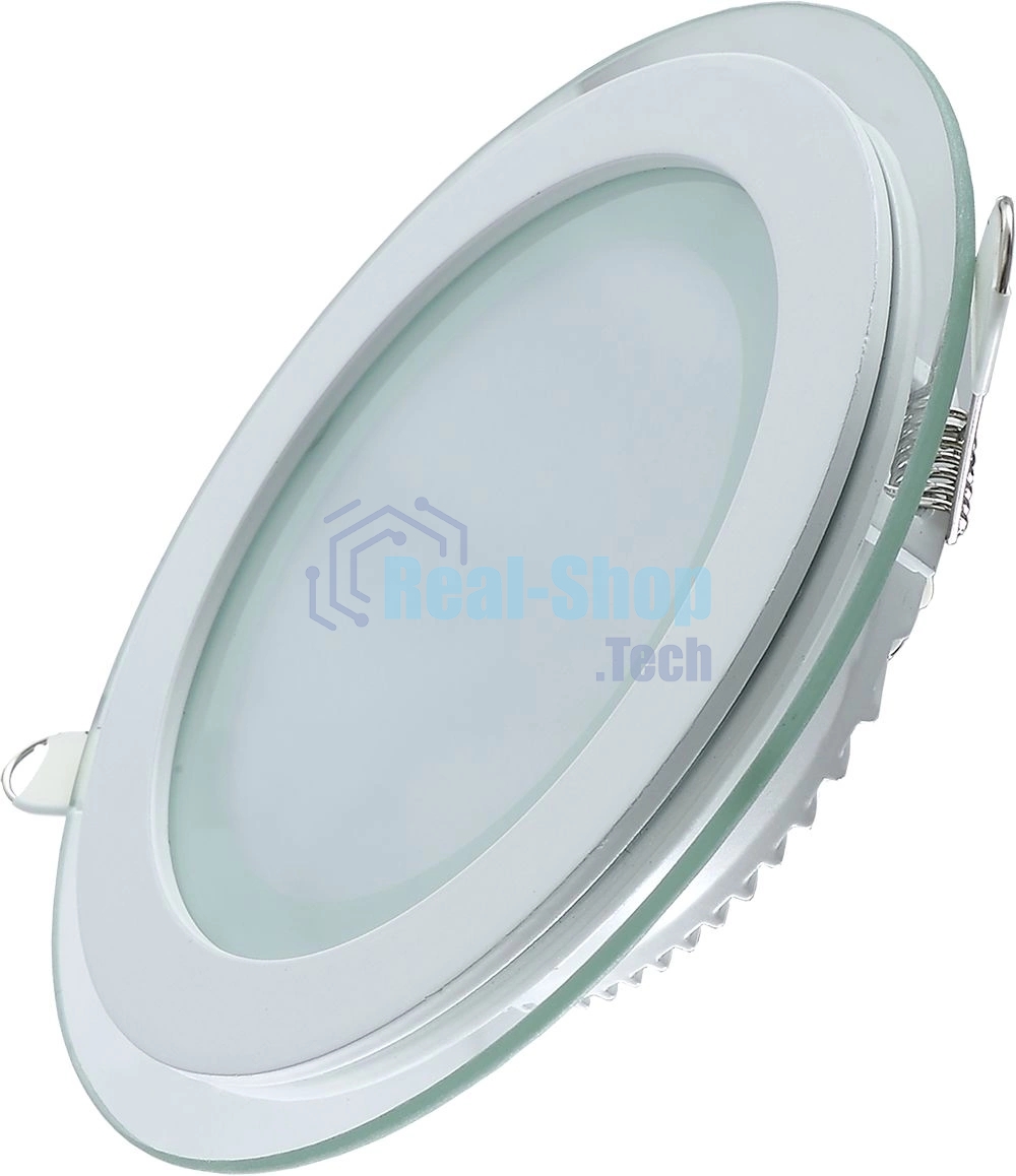 Светильник Glass круг 18W 1390lm 3000K 220-240V IP20 монт Ø155 200x35 с дек стеклом LED