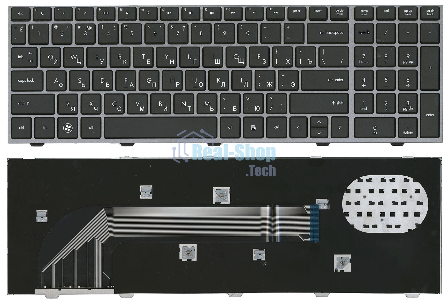 Клавиатура для ноутбука HP ProBook 4540S 4545S черная с серой рамкой
