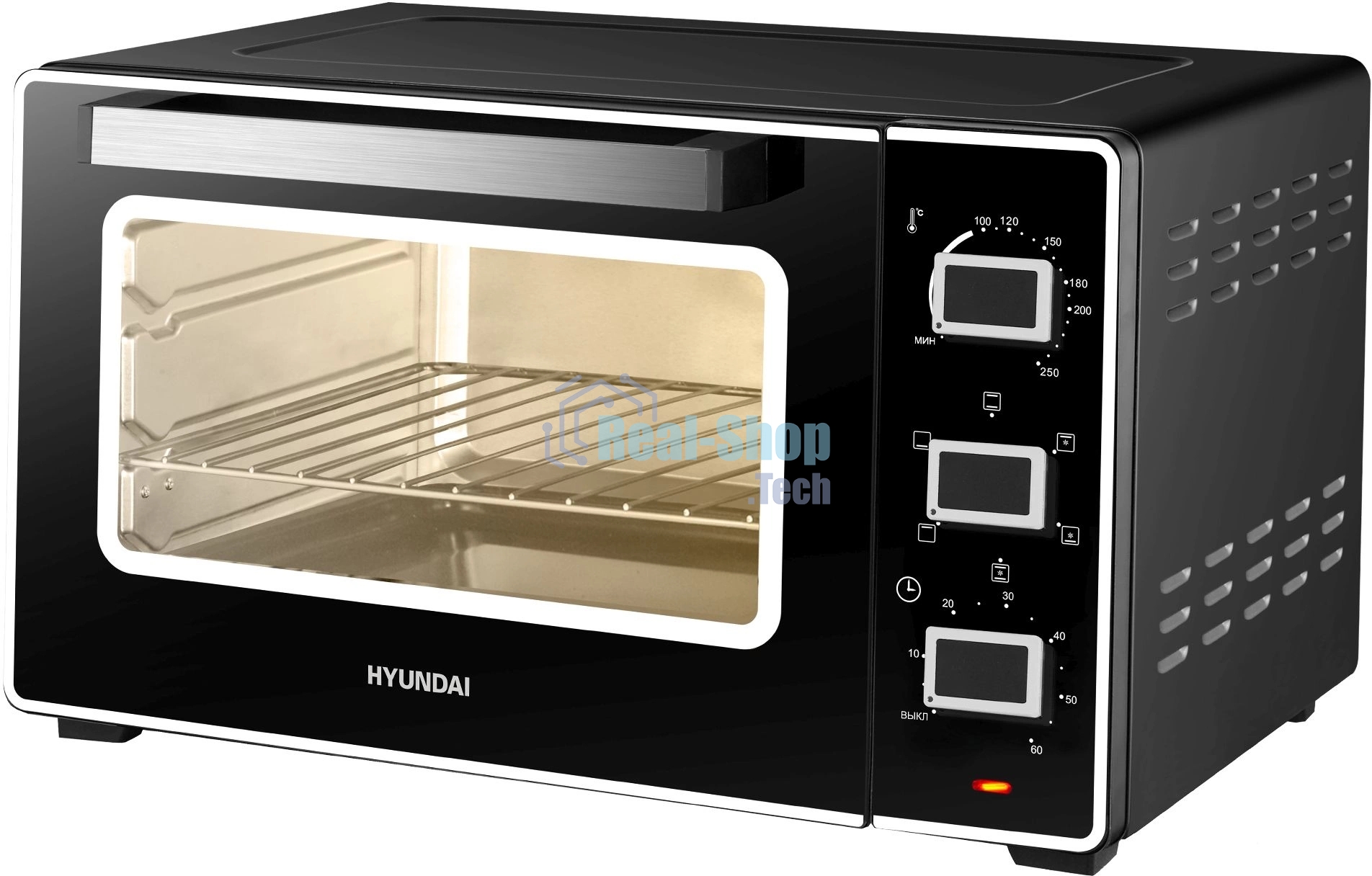 Мини-печь Hyundai MIO-HY093 28 л, 1600 Вт, черный