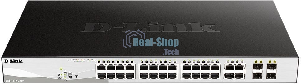 Коммутатор D-Link DGS-1210-28MP DGS-1210-28MP/F 24G 24PoE+ 370W настраиваемый