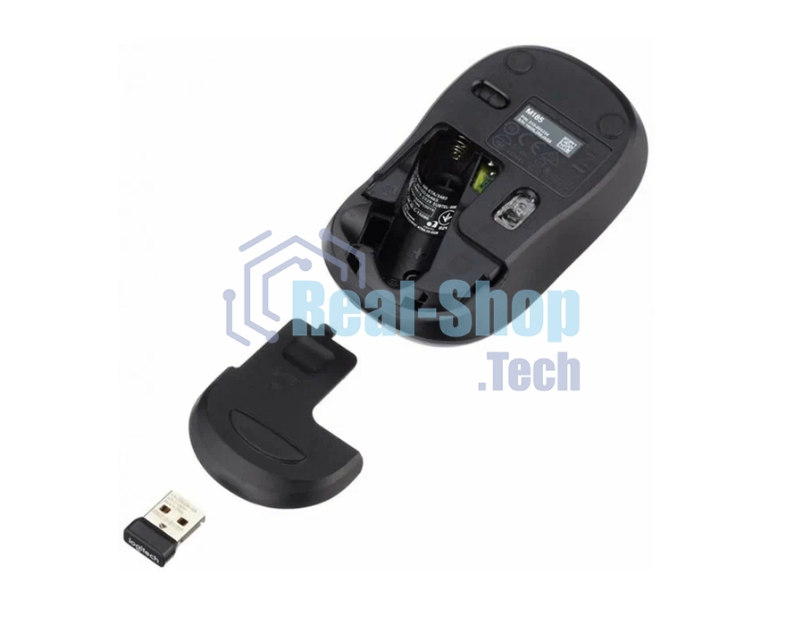 Мышь беспроводная Logitech M185, красный, 1000 dpi, радиоканал, USB, кнопки - 3