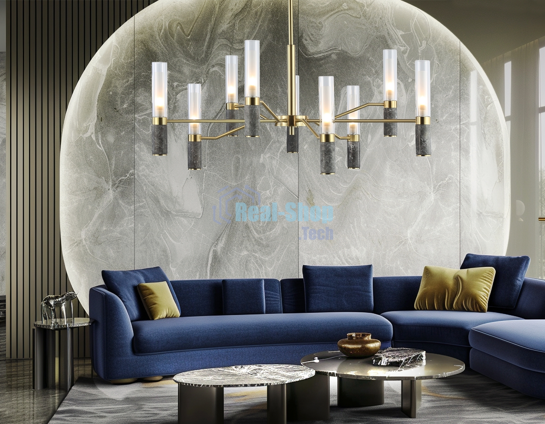 Люстра Ambrella light LH53355/9 GD/CL/WH золото/прозрачный/белый G9*9 max 40W D850*890