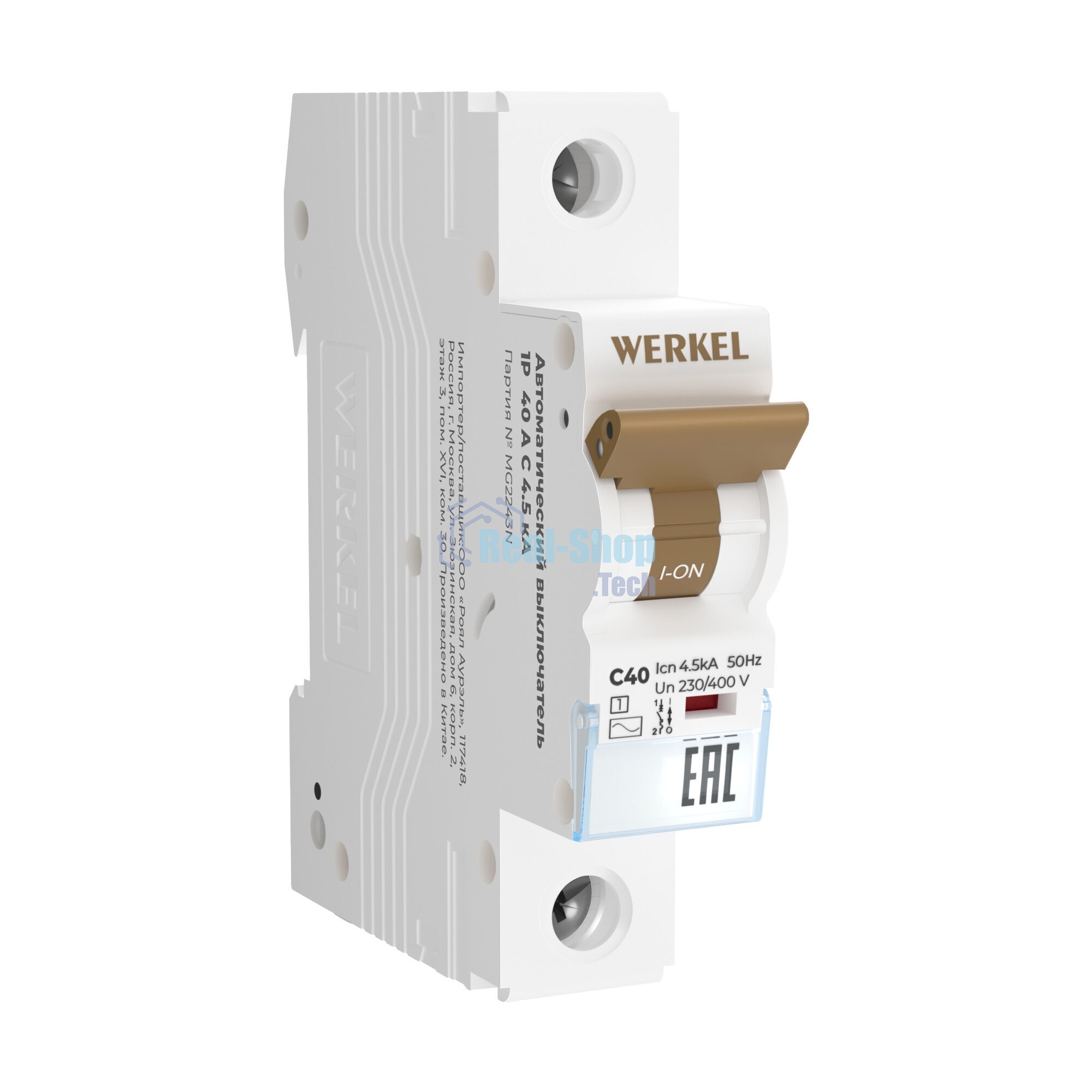 Автоматический выключатель Werkel 1P 40 A C 4,5 кА W901P404