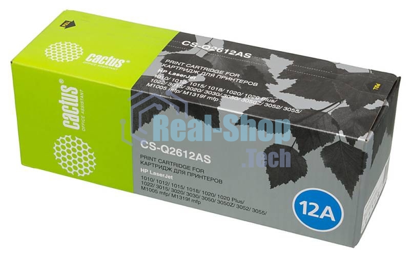 Картридж лазерный Cactus CS-Q2612AS (тип Q2612AS) черный (2000 стр.) для HP 1010/1012/1015/1018/1020/1020Plus/1022/3015/3020