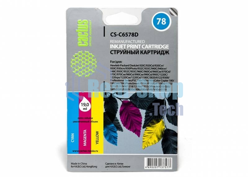 Картридж струйный Cactus CS-C6578D №78 голубой/пурпурный/желтый (19мл) для HP DJ 900/1220C/PS P000/P1100