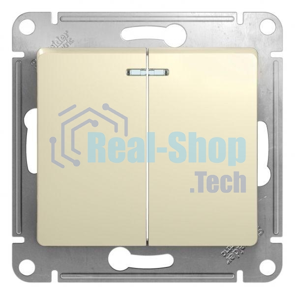 Механизм выключателя 2-кл. СП Glossa 10А IP20 10AX с подсветкой беж. SchE GSL000253