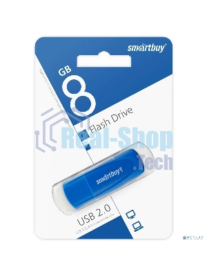Флешка USB Smartbuy Scout Blue (SB008Gb2SCB), 8Gb, USB 2.0, R/W 15/8, синий